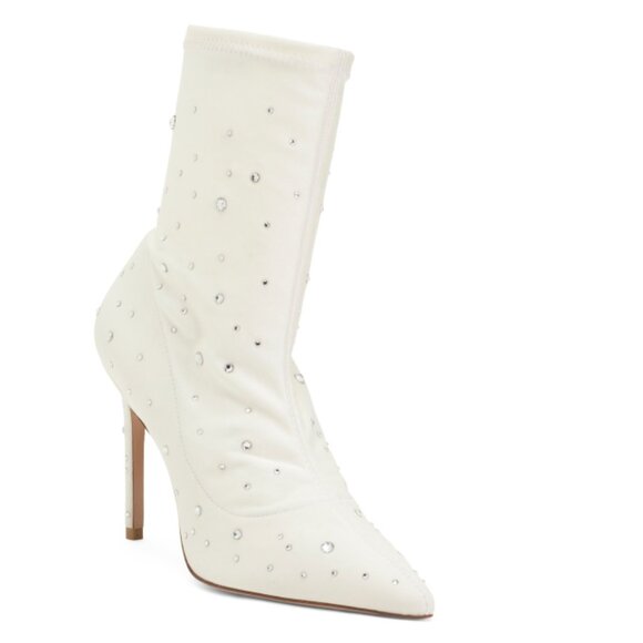 STUART WEITZMAN White/Clear Made In Spain Stretch Cosmic 100 Booties - Picture 1 of 2